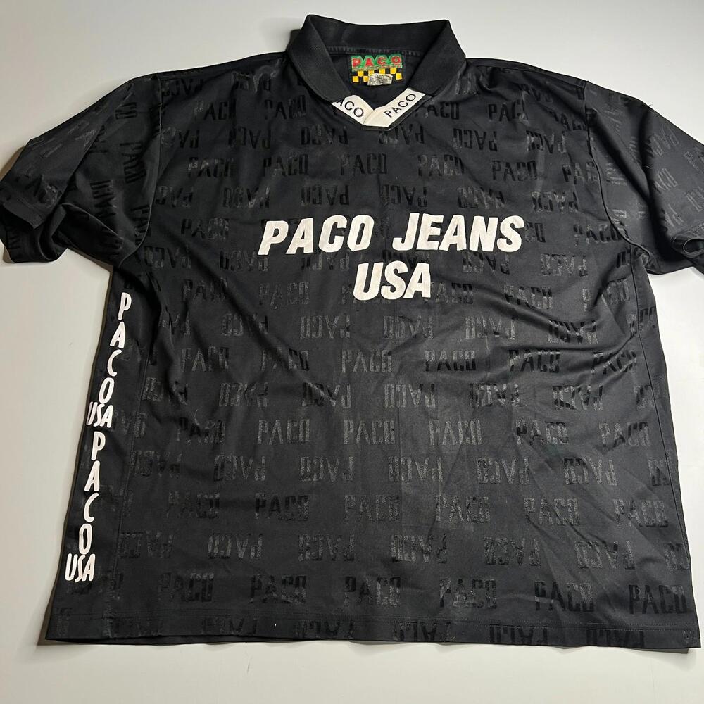 Vintage Paco Jeans USA Black Logo Shirt 90s Y2K Streetwear‎ Made in Korea